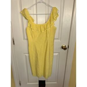 Lilly Pulitzer Ryann Yellow Eyelet Shift Dress Size‎ 6 NWT  * Missing Belt*